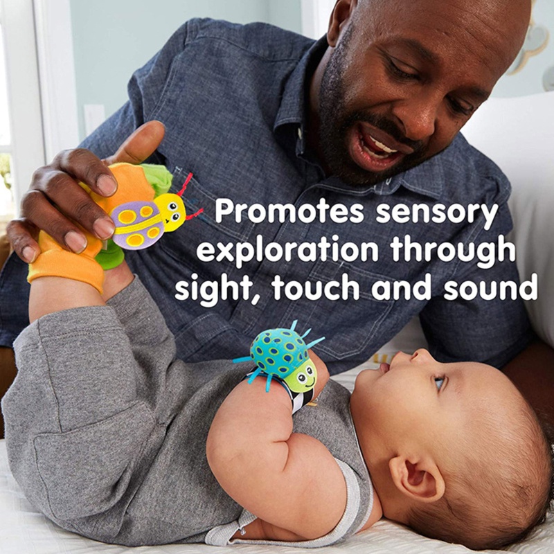 Bộ 2 Đồ Chơi Lục Lạc Đeo Cổ Tay / Mắt Cá Chân Có Chuông Kiểu Hoạt Hình Dễ Thương Cho Bé Sơ Sinh