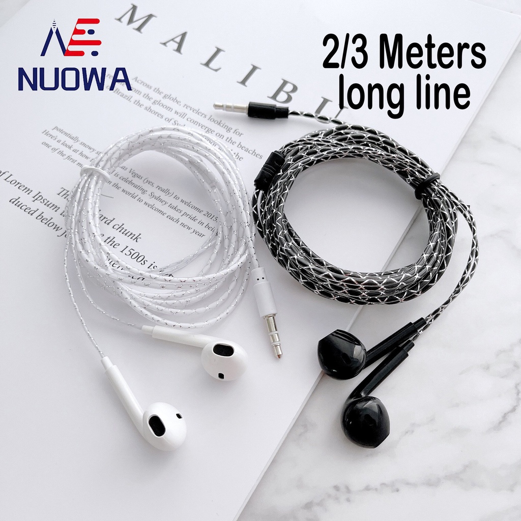 Giắc cắm 3,5mm 2/3 mét Dây tai nghe có dây dài Tai nghe Crystal Line Tai nghe Nút tai thế hệ 5