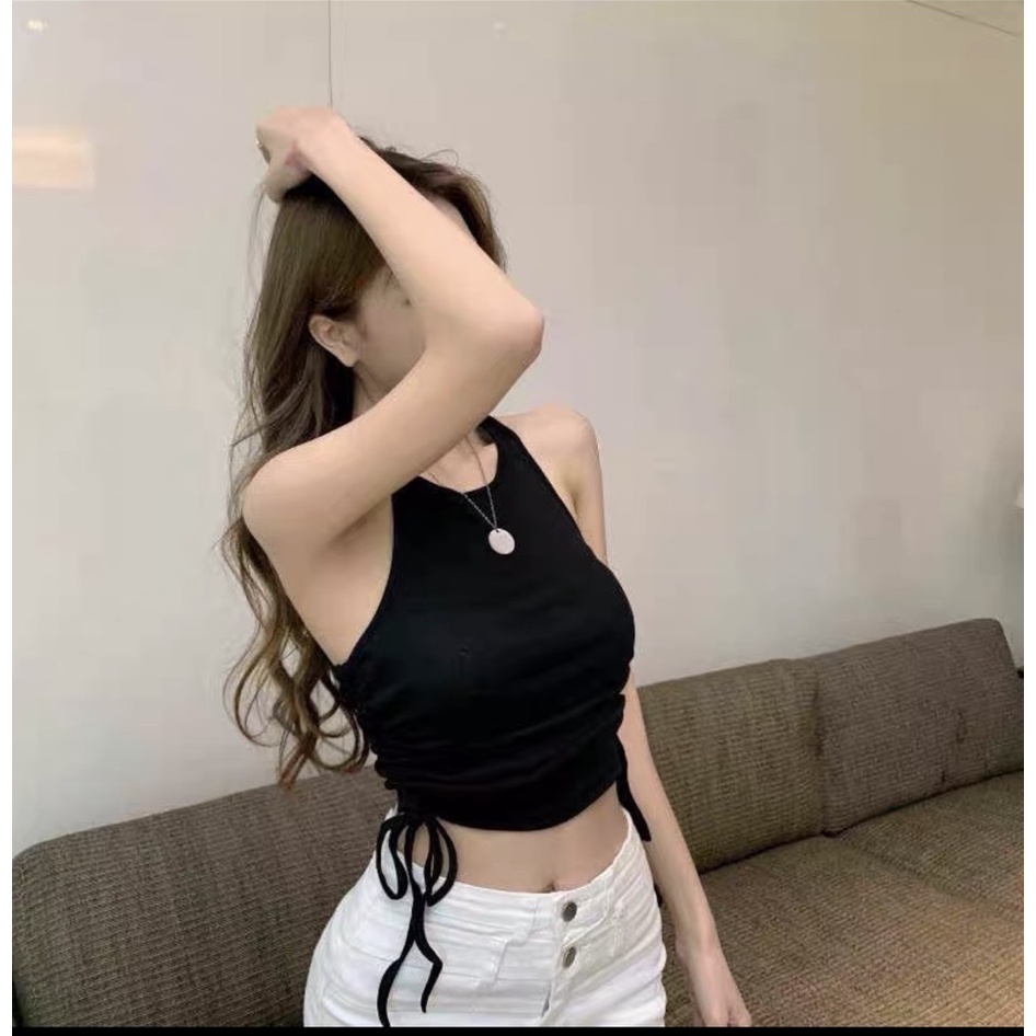 Áo ba lỗ nữ basic dây rút phong cách mùa hè năng động ÁO CROPTOP BA LỖ NGƯỢC ALALA