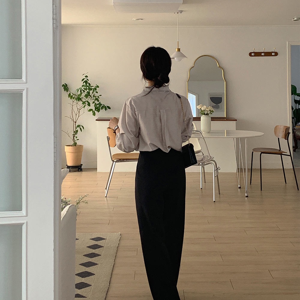 Áo sơ mi SUXI dài tay đơn giản phong cách Hàn Quốc cổ điển thời trang