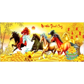 Tranh in theo yêu cầu- Tranh đính đá toàn bộ Mã Đáo Thành Công