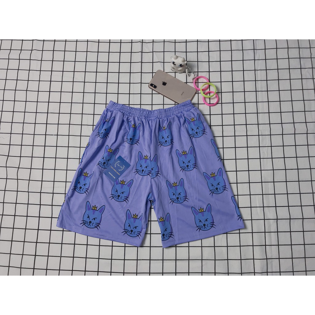 Quần Short Lưng Thun Mặc Nhà Mẫu Hoạt Hình Unisex -Lapi VN ,FREESIZE đến 65kg, Chất Thun Thoáng Mát