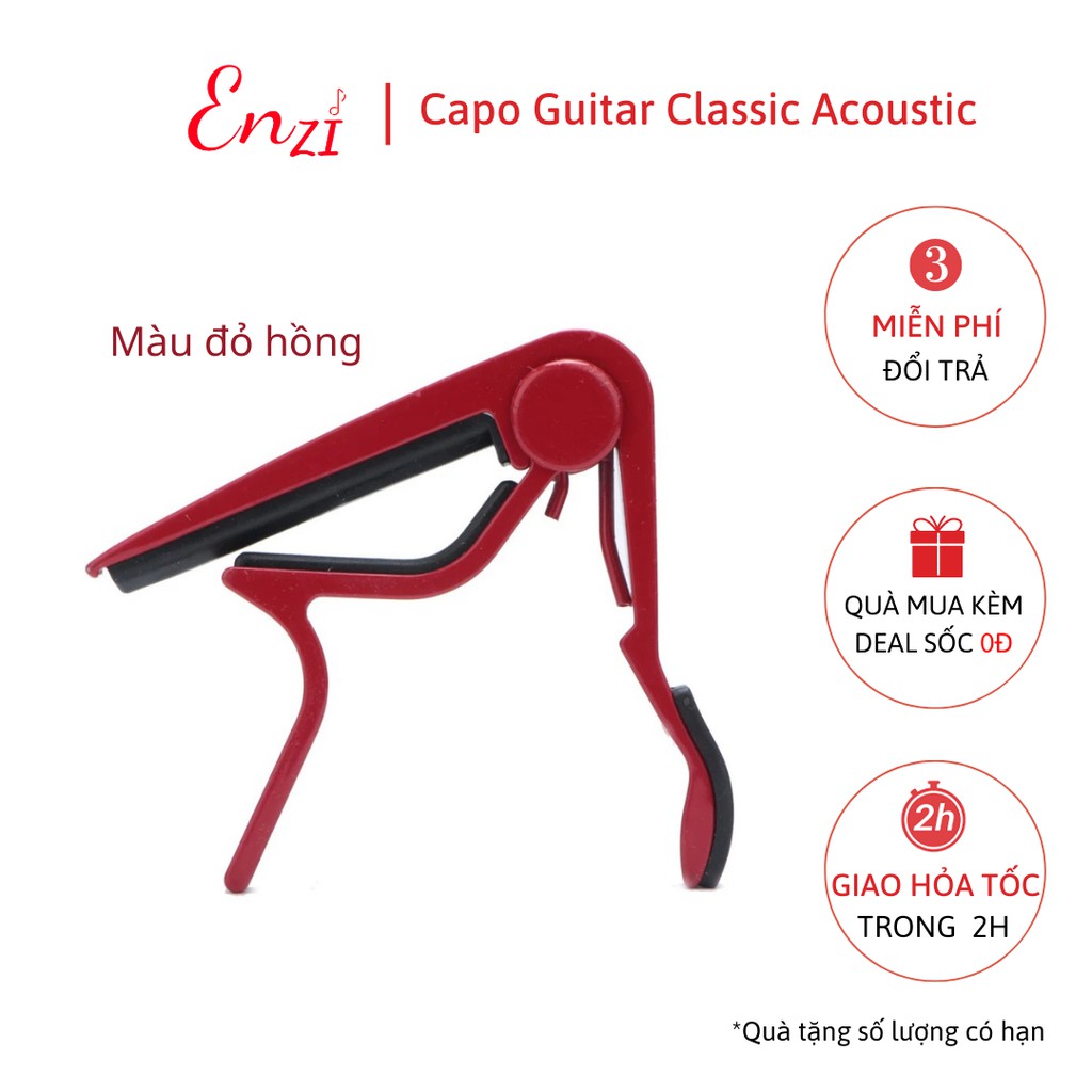 Kẹp capo nhỏ guitar classic acoustic kim loại màu đỏ Enzi lên tông hạ tông dùng cho mọi loại đàn ghita