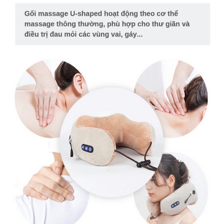 Gối Mát Xa Hồng Ngoại Nhật Bản U xoay 360 đa năng Sky G1 - Máy Massage hỗ trợ mát xa vùng vai, gáy, cổ - bảo hành 1 năm