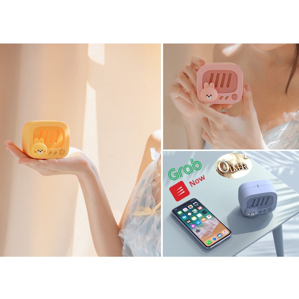 Loa Bluetooth Mini X18 Hình Thú Phong Cách Cute Retro Vintage Decor Kèm Dây Đeo Tiện Lợi