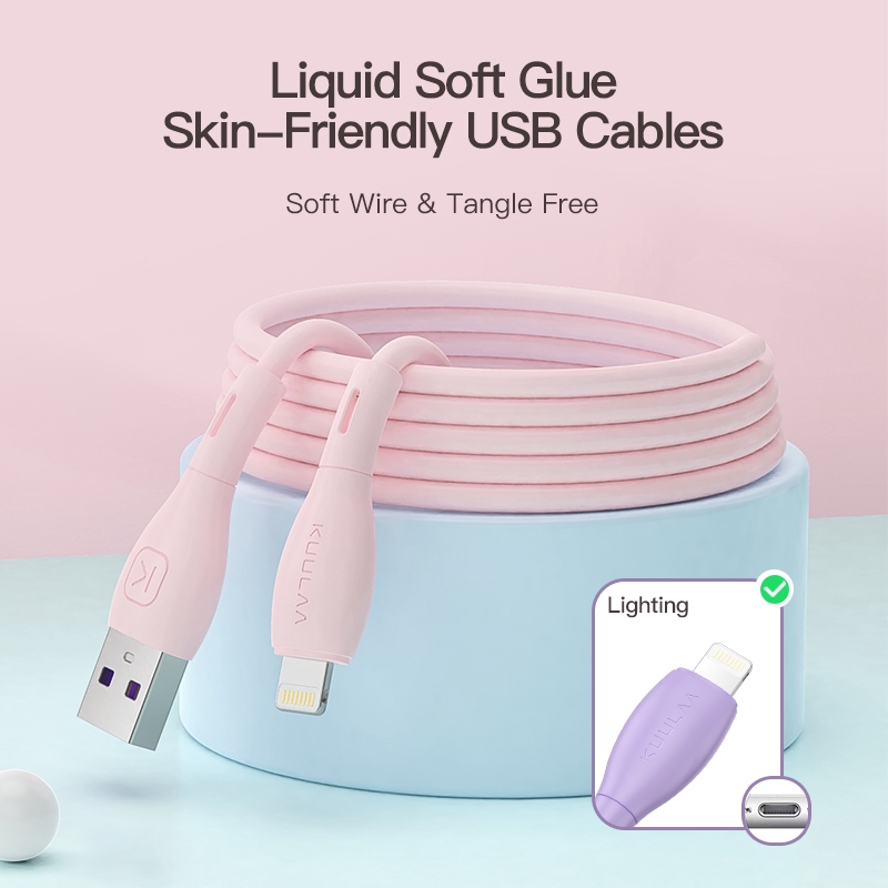 Cáp sạc KUULAA sạc nhanh và truyền dữ liệu với cổng lightning và có màu macaron cho Iphone