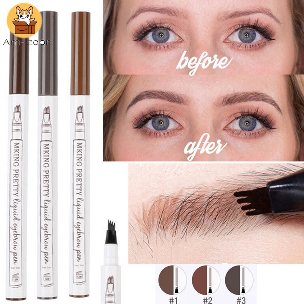 Bút Kẻ Lông Mày 4 Màu Tùy Chọn Nhanh Khô Lâu Trôi Tiện Dụng