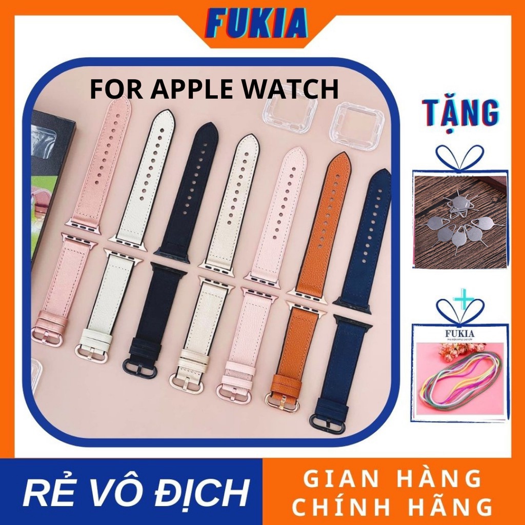 Dây da sần cao cấp khoá tròn dành cho Apple Watch đồng hồ thông minh Series 1/2/3/4/5/6/7/SE size 38/40/41/42/44/45 mm