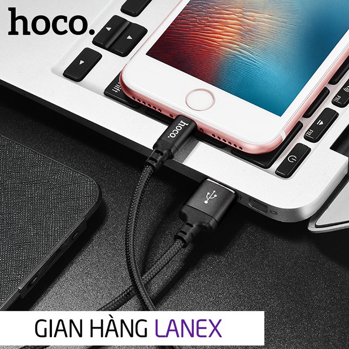 Cáp sạc nhanh Hoco X14 dây dù 2.0A, cáp sạc Iphone cổng kết nối Lightning, dài 1m