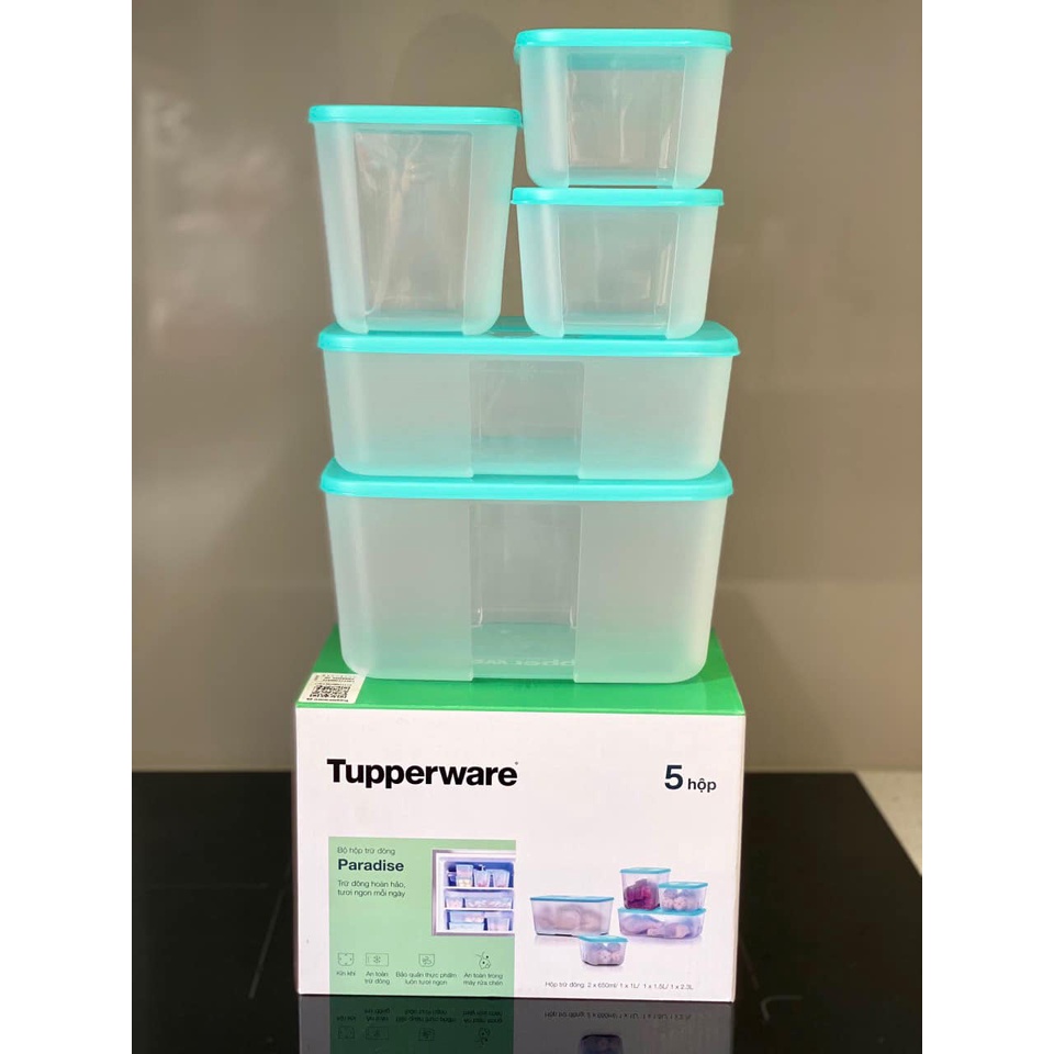 Bộ hộp trữ đông Freezermate Paradise set 5 hộp nhựa nguyên sinh an toàn thực phẩm chính hãng TUPPERWARE