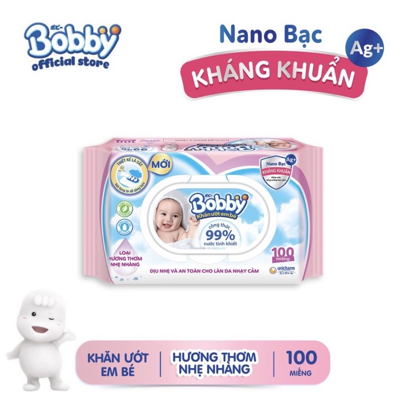 Combo 10 khăn ướt Bobby hương nhẹ nhàng