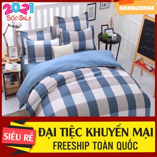 Set 5 Món Vỏ Chăn Ga Gối Kèm Vỏ Gối Ôm POLY karo 4 màu BBR11