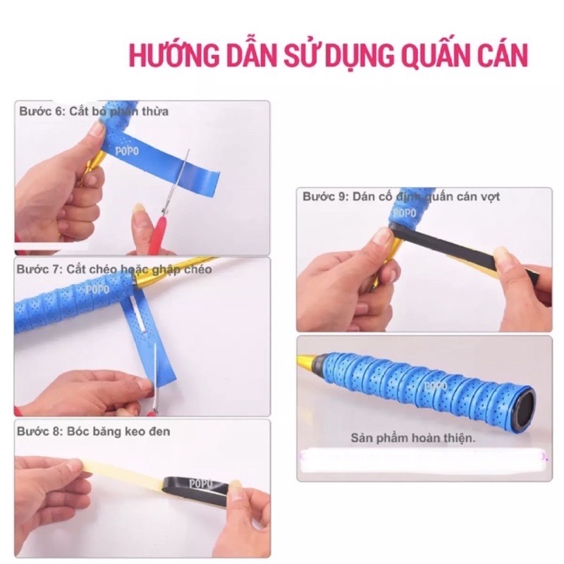 Quấn Cán Vợt Cầu Lông Tennis Nhiều Màu Bám Tay Chống Trơn Trượt