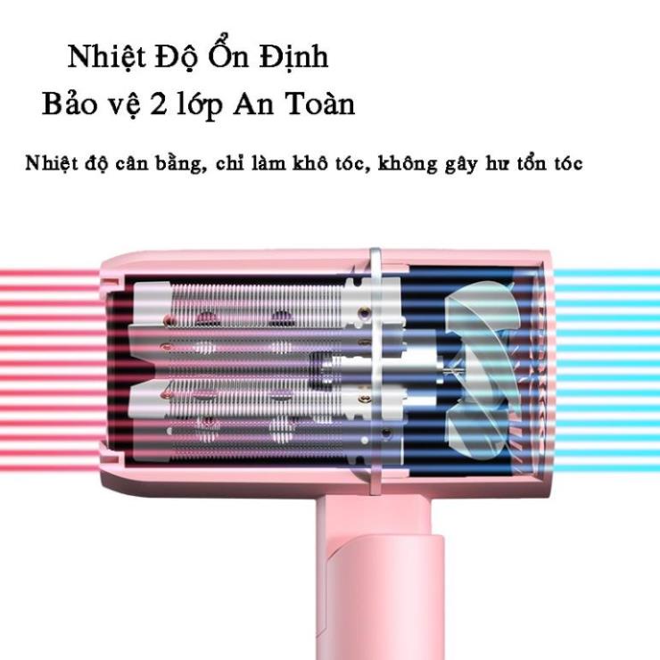 Máy sấy tóc mini BADABENC gấp gọn tạo kiểu tóc chuyên nghiệp công suất lớn 1000w bảo hành 12 tháng