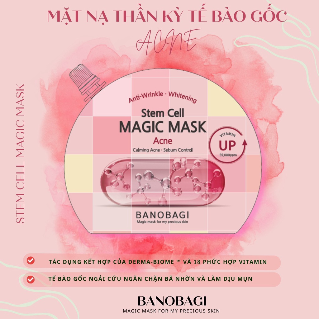 Mặt Nạ dưỡng trắng, mờ thâm, se lỗ chân lông, phục hồi da Banobagi Stem Cell Vitamin Mask Whitening & Dark Spot Care 30g