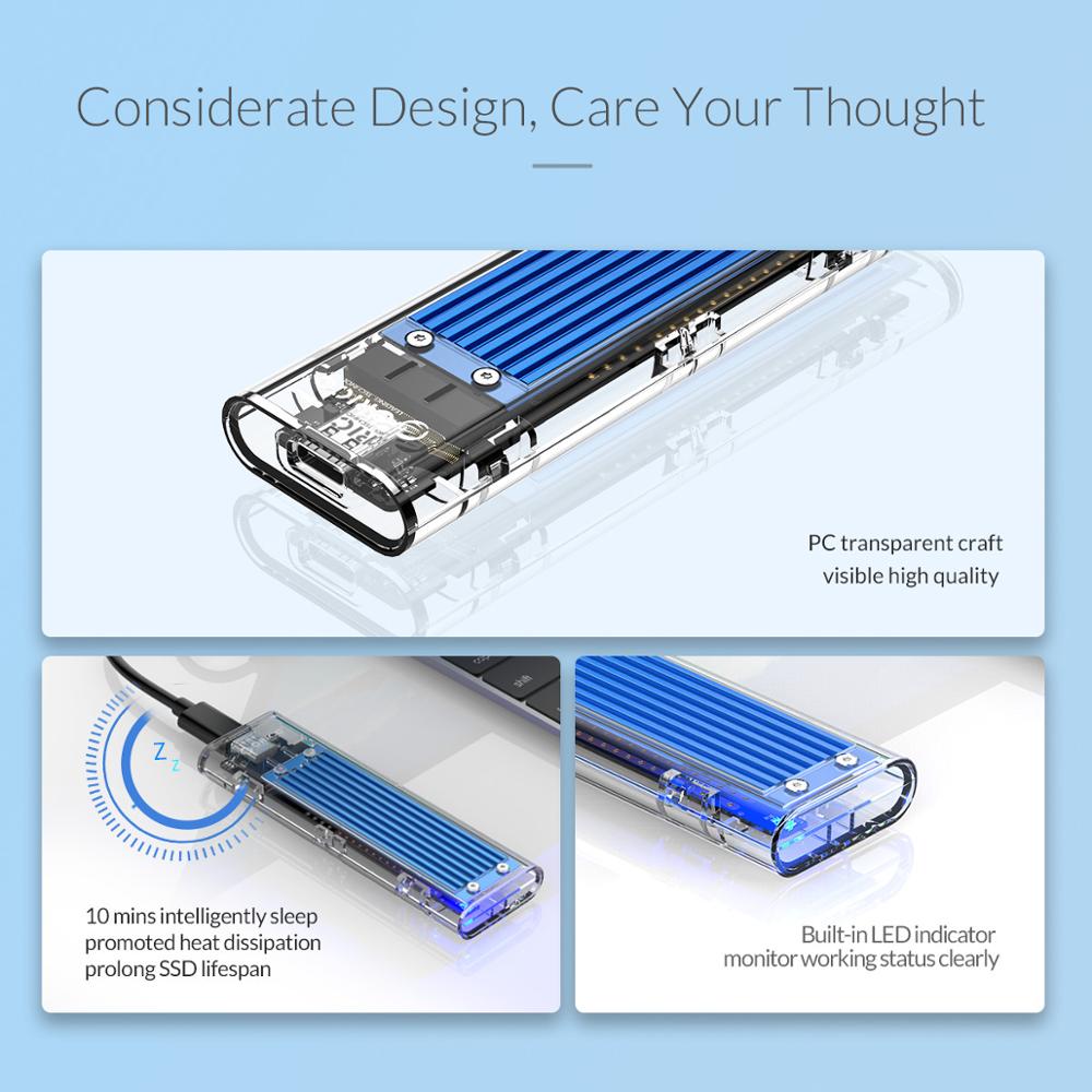 Hộp đựng ổ cứng Ssd M.2 Orico TCM2-c3 dung lượng 10gbps hỗ trợ giao thức Uasp USB 3.1 thế hệ 2 Type-c