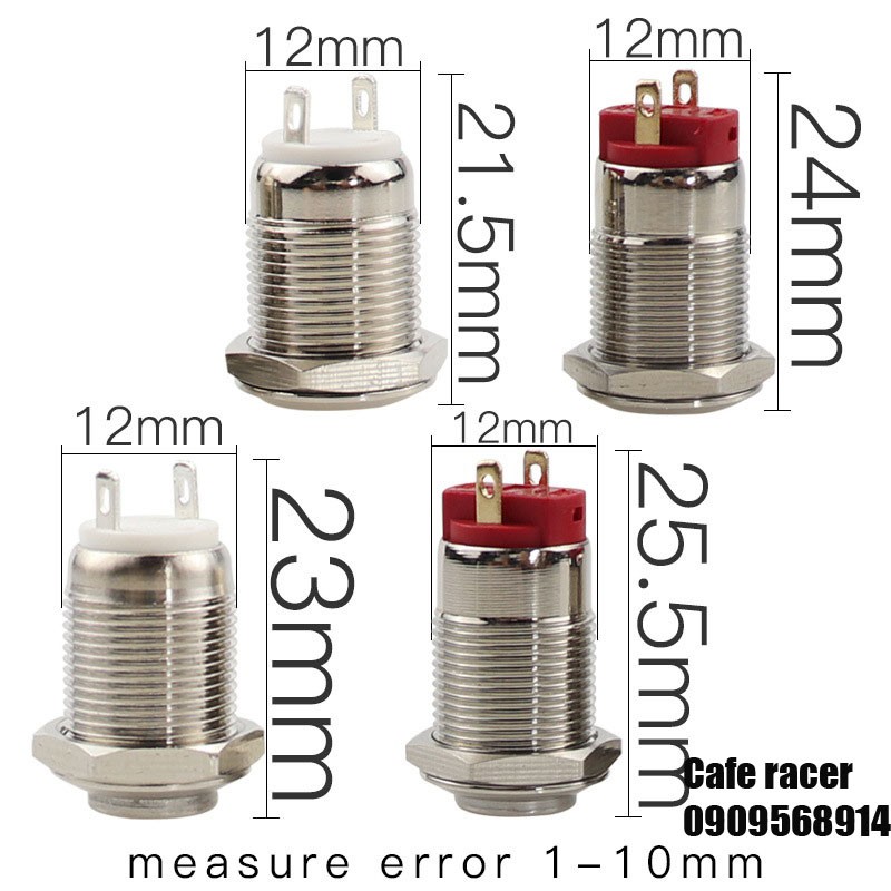Công tắc inox chống nước 12mm chuyên dùng cho xe máy