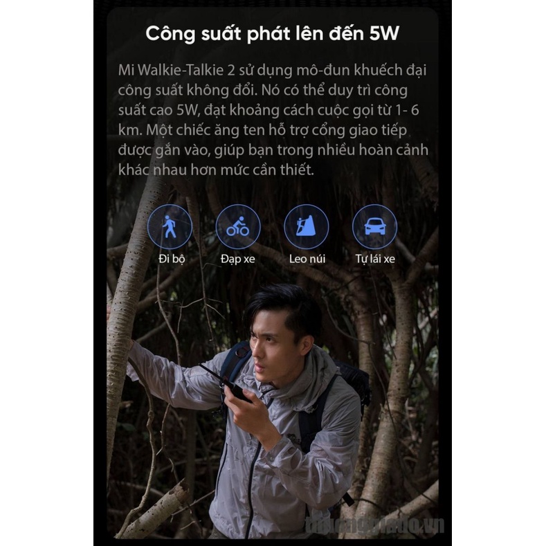 Bộ đàm thông minh Xiaomi Walkie Talkie 2 (XMDJJ02), sử dụng băng tần kép UV, IP65
