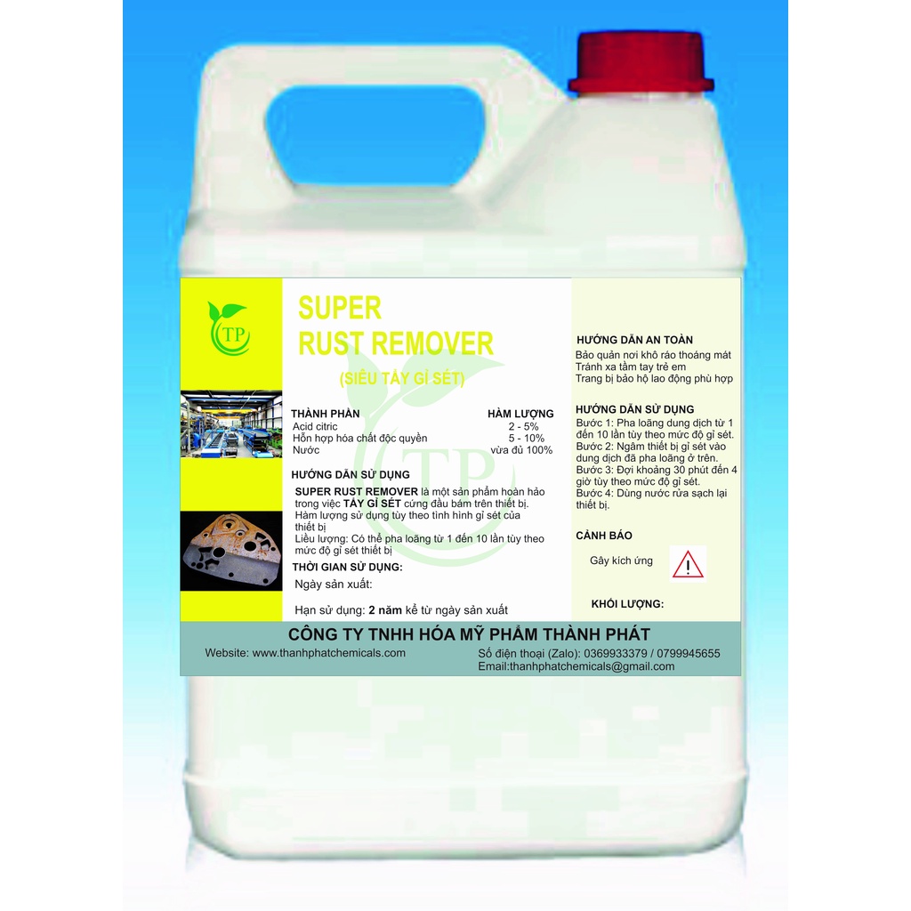 NƯỚC TẨY GỈ SÉT MÁY MÓC, THIẾT BỊ (TP SUPER RUST REMOVER)_CAN 5KG