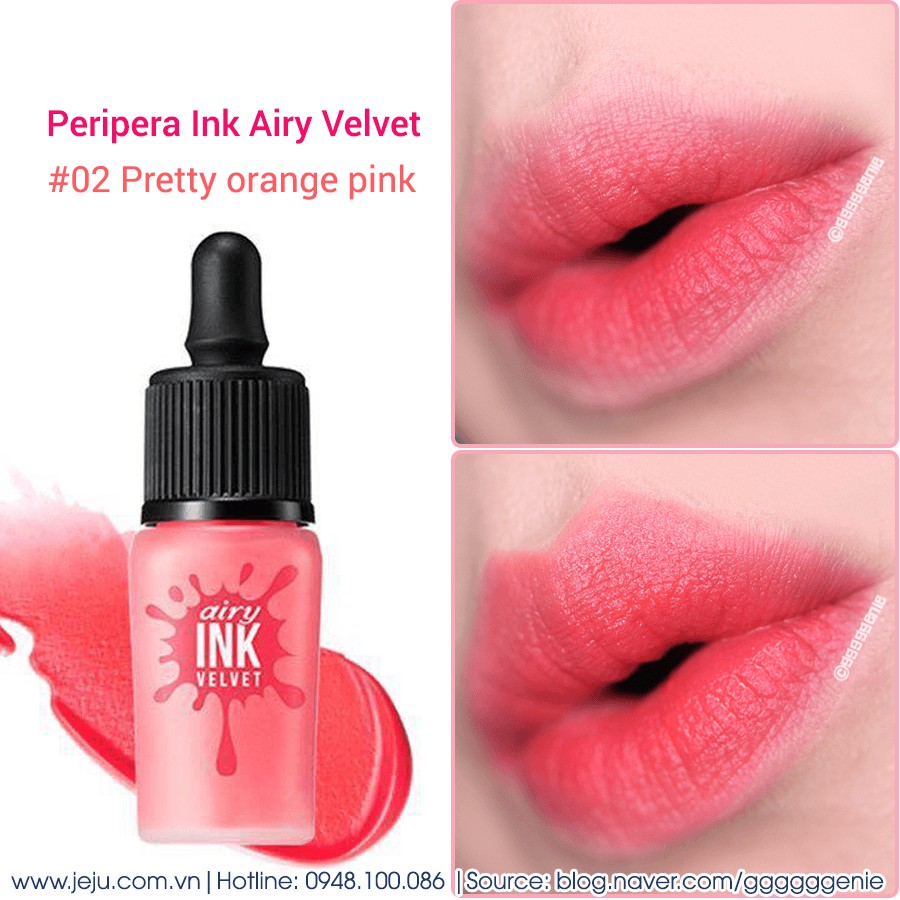 Son Kem Hàn Quốc Siêu Lì Peri’ Ink – Peripera Velvet Chính Hãng, 02 Hồng Baby, 12 Hồng Đào, 05 Hồng Cánh Sen