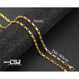 DÂY CHUYỀN NAM INOX MẠ VÀNG HÌNH VUÔNG 3LY DN134