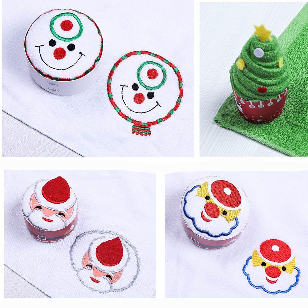 Khăn Cotton 30x30cm Họa Tiết Bánh Cupcake Trang Trí Giáng Sinh Năm Mới