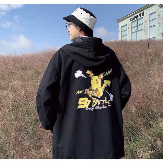 Áo khoác dù unisex form rộng PIKa Chiến nam nữ phong cách ngầu phá cách việt
