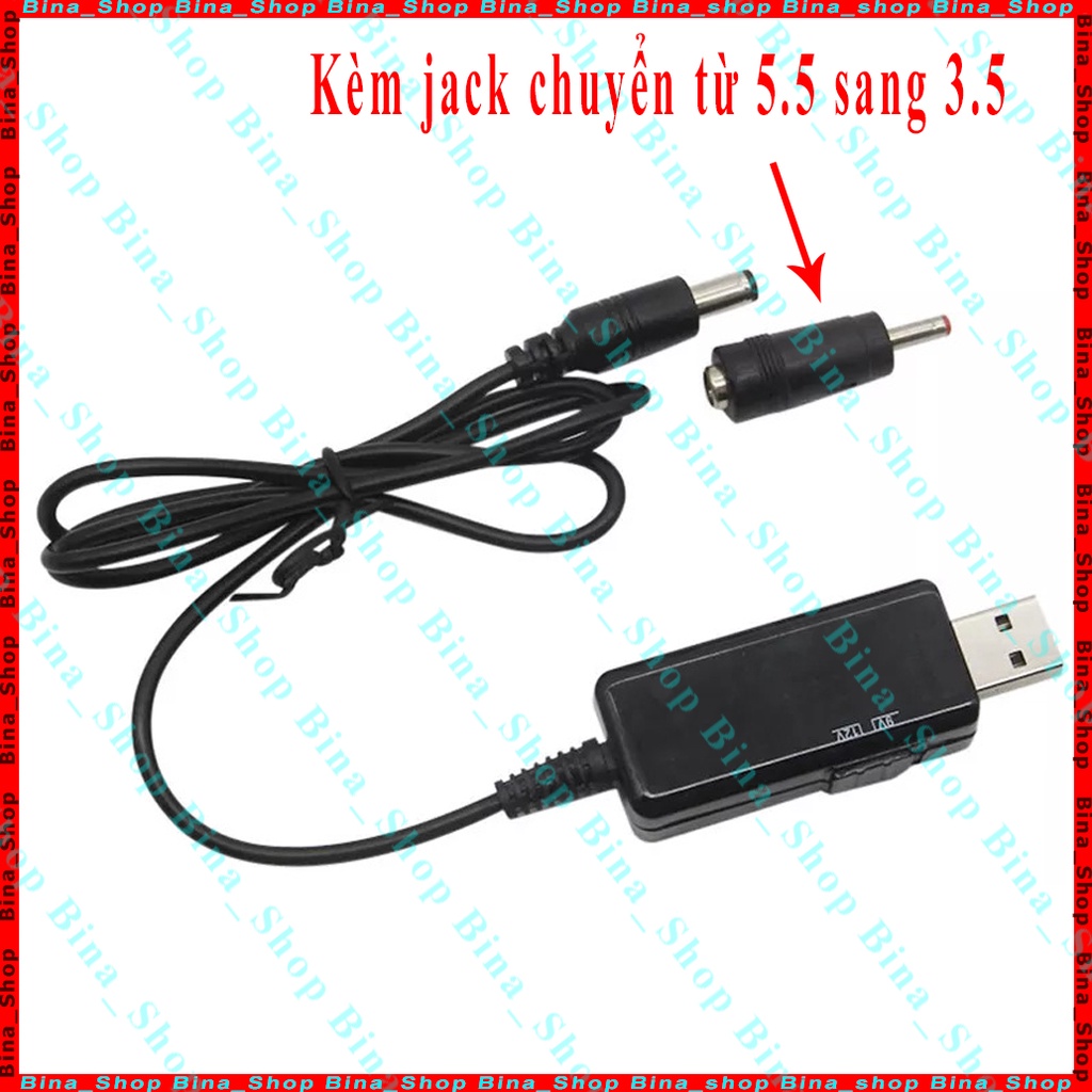Cáp chuyển đổi điện áp USB 5V sang 9V/12V dùng wifi khi cúp điện có màn hình tiện lợi