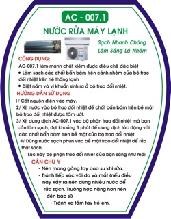 NƯỚC RỮA DÀN MÁY LẠNH AC 007.1