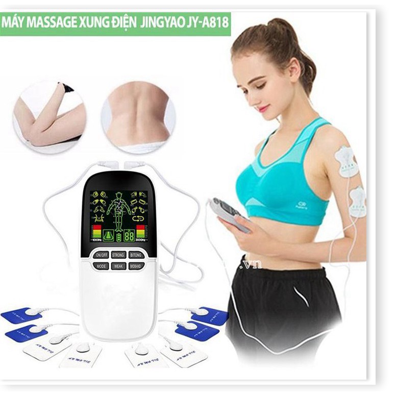 Máy massage xung điện pin sạc 8 miếng dán đèn hồng ngoại JINGYAO JY-A818