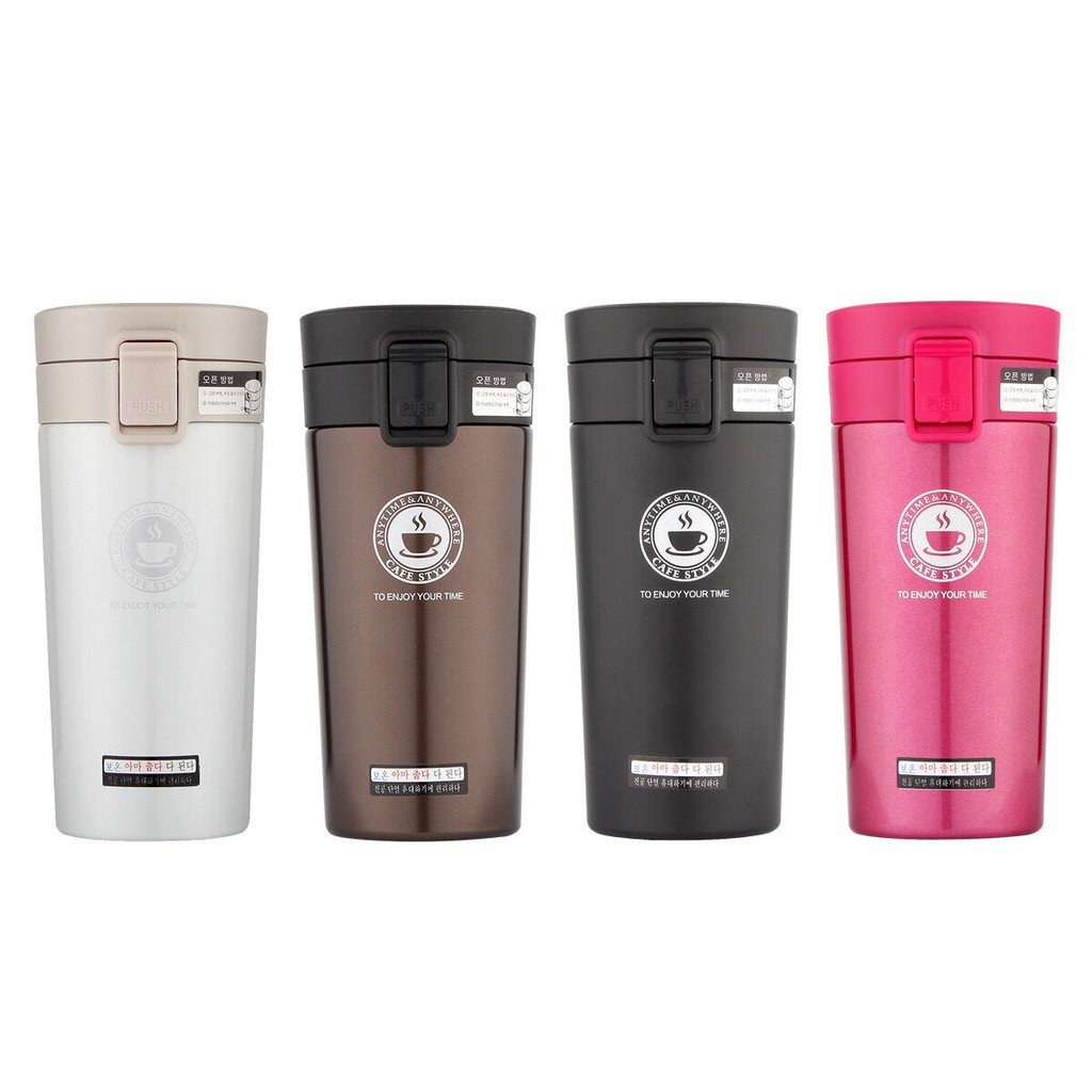Bình Giữ Nhiệt Inox 2 Lớp Mở Nắp 1 Tay Dung Tích 380ml - Chính Hãng