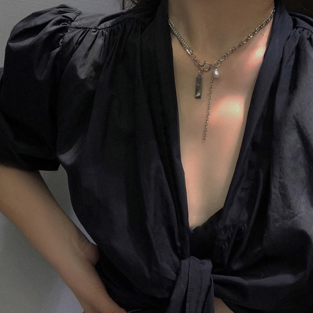 vòng cổ Kim Loại Mặt Ngọc Trai Nhân Tạo Thời Trang
