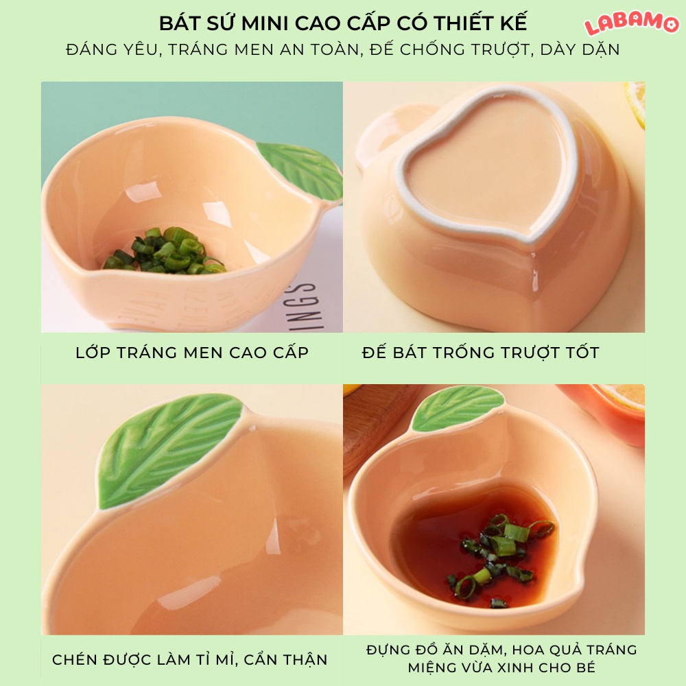 Bát ăn dặm cho bé bằng gốm sứ kiểu Nhật hình hoa quả hình thú dễ thương LABAMO BS01