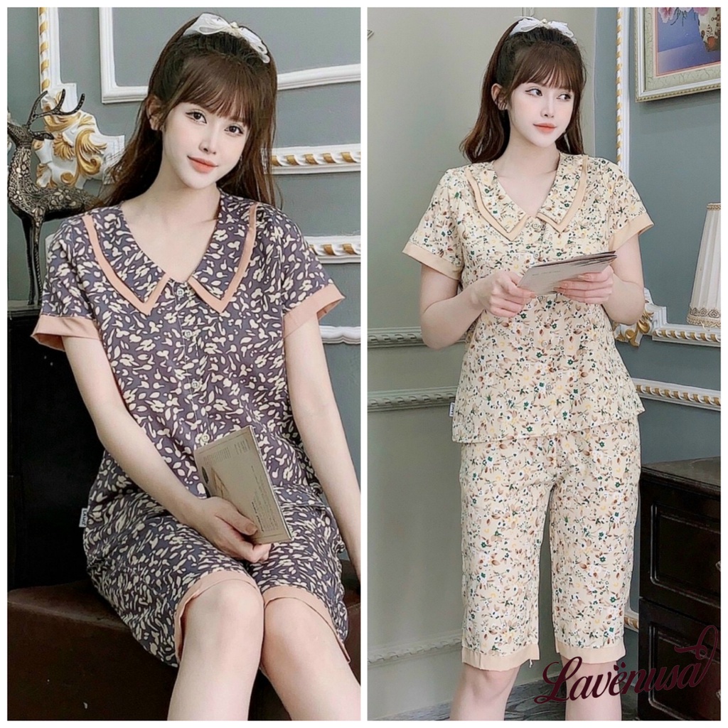 Đồ ngủ nữ Pijama lụa ngắn tay mùa hè thoáng mát thoải mái LAVENUSA QA08