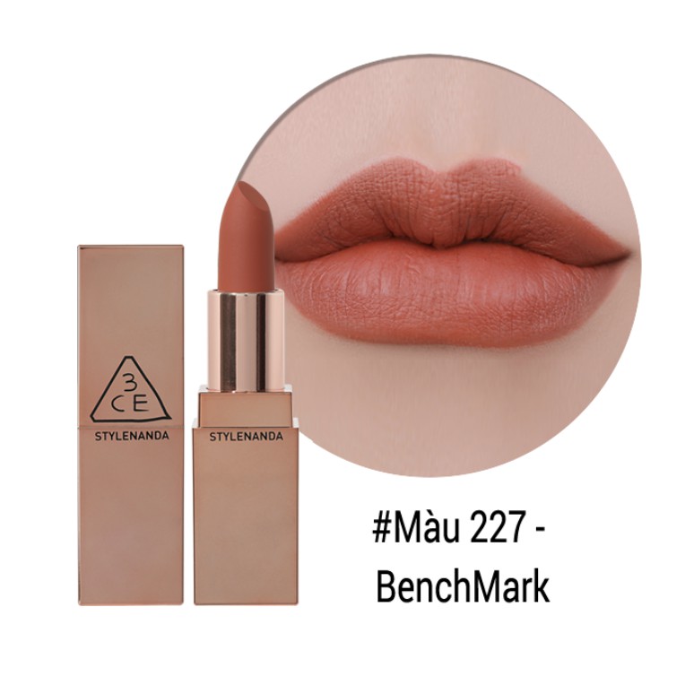 [SẴN] Son 3CE Matte Lip Color Bản Limtited Màu 227 Benchmark - Màu Cam Đất SO HOT