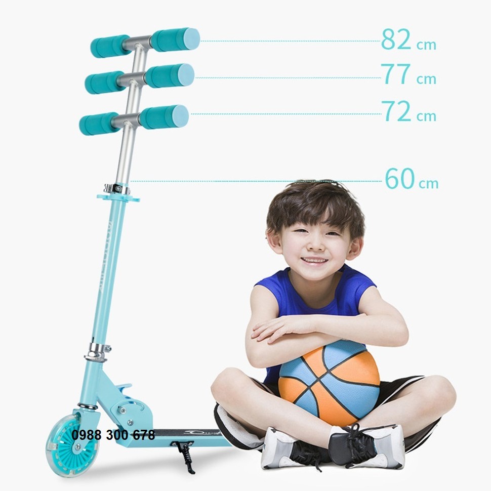 Scooter cao cấp cho bé từ 3-10 tuổi bánh có đèn Led và chân trống tiện lợi, chịu tải đến 50kg [TOMTIN SPORT]