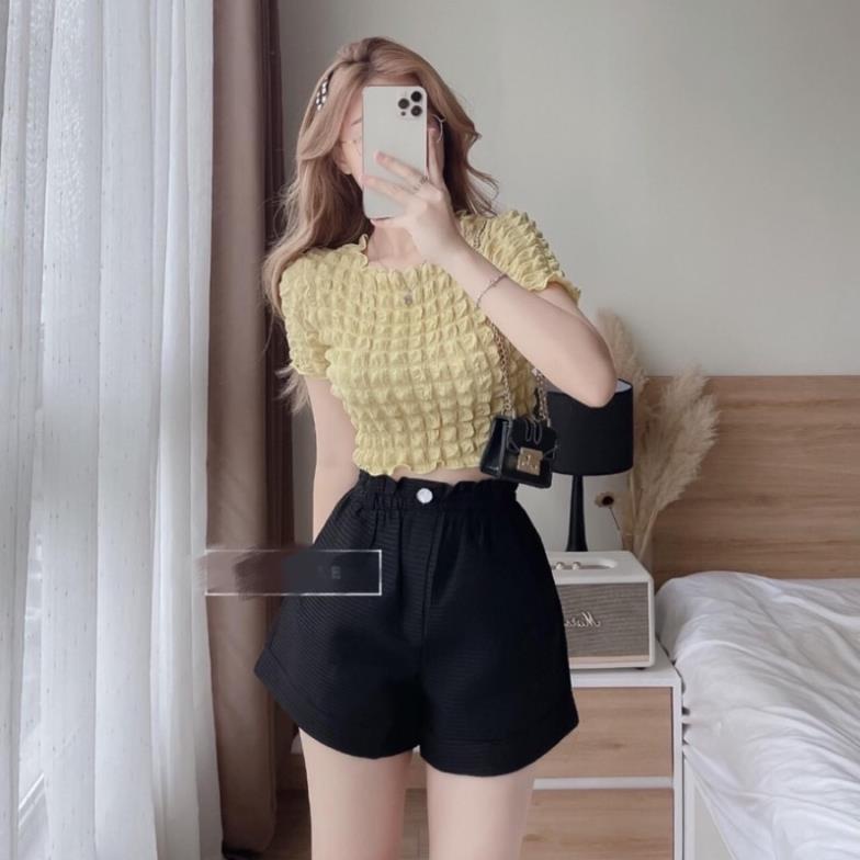 [NEW] Áo Croptop Chất Caro Xốp Nữ  Thun Kiểu Body Cộc Tay( Hàng Sẵn)