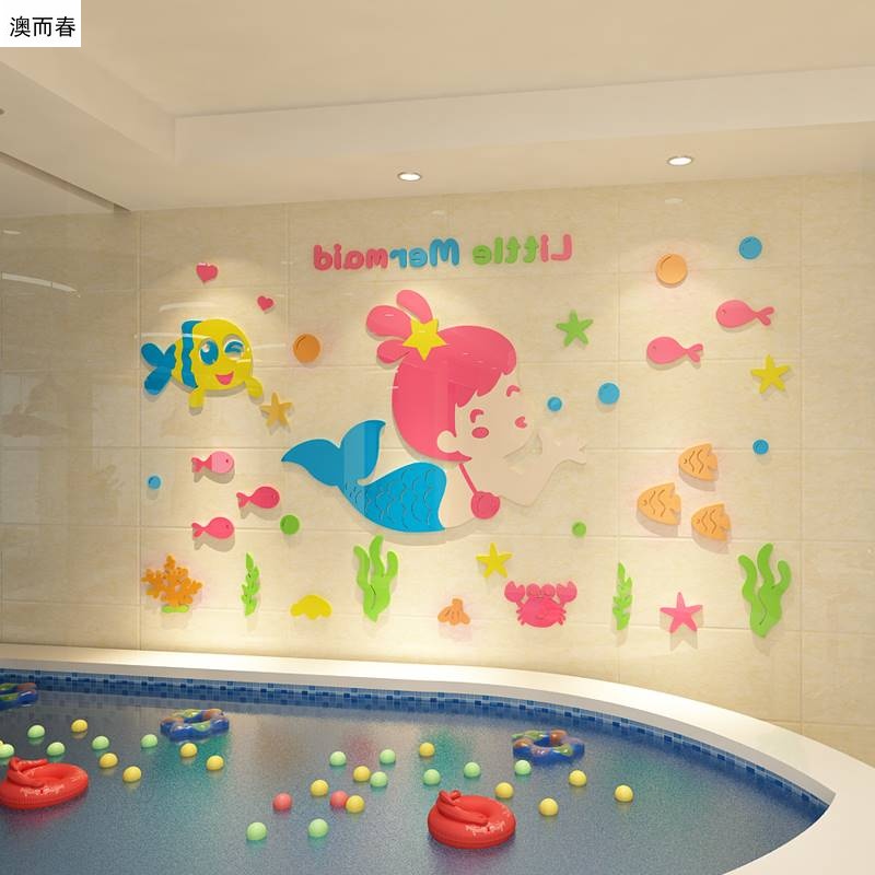 Tranh Mica trang trí Nàng tiên cá Trang trí phòng cho bé, Trường mầm non Nhiều Size - EPeBen