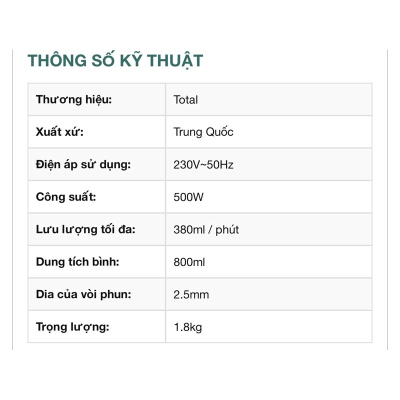 Máy phun sơn Total TT5006 500w Chính hãng