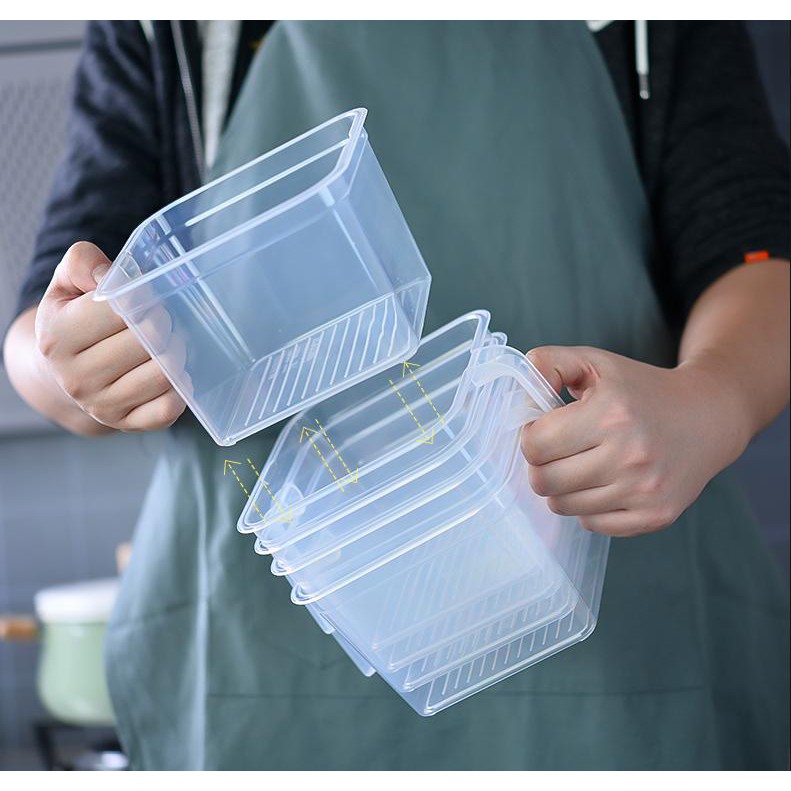 ✅HÌNH THẬT ( 1,4Lit) Combo 10 Hộp Bảo Quản Thực Phẩm Trong Tủ Lạnh Có Nắp Đậy, Tay Cầm Tiện Lợi 150*150*105mm | BigBuy360 - bigbuy360.vn