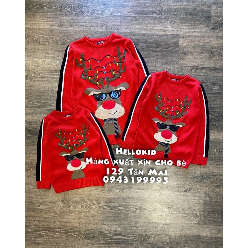 áo len noel tuần lộc đeo kính(form to)