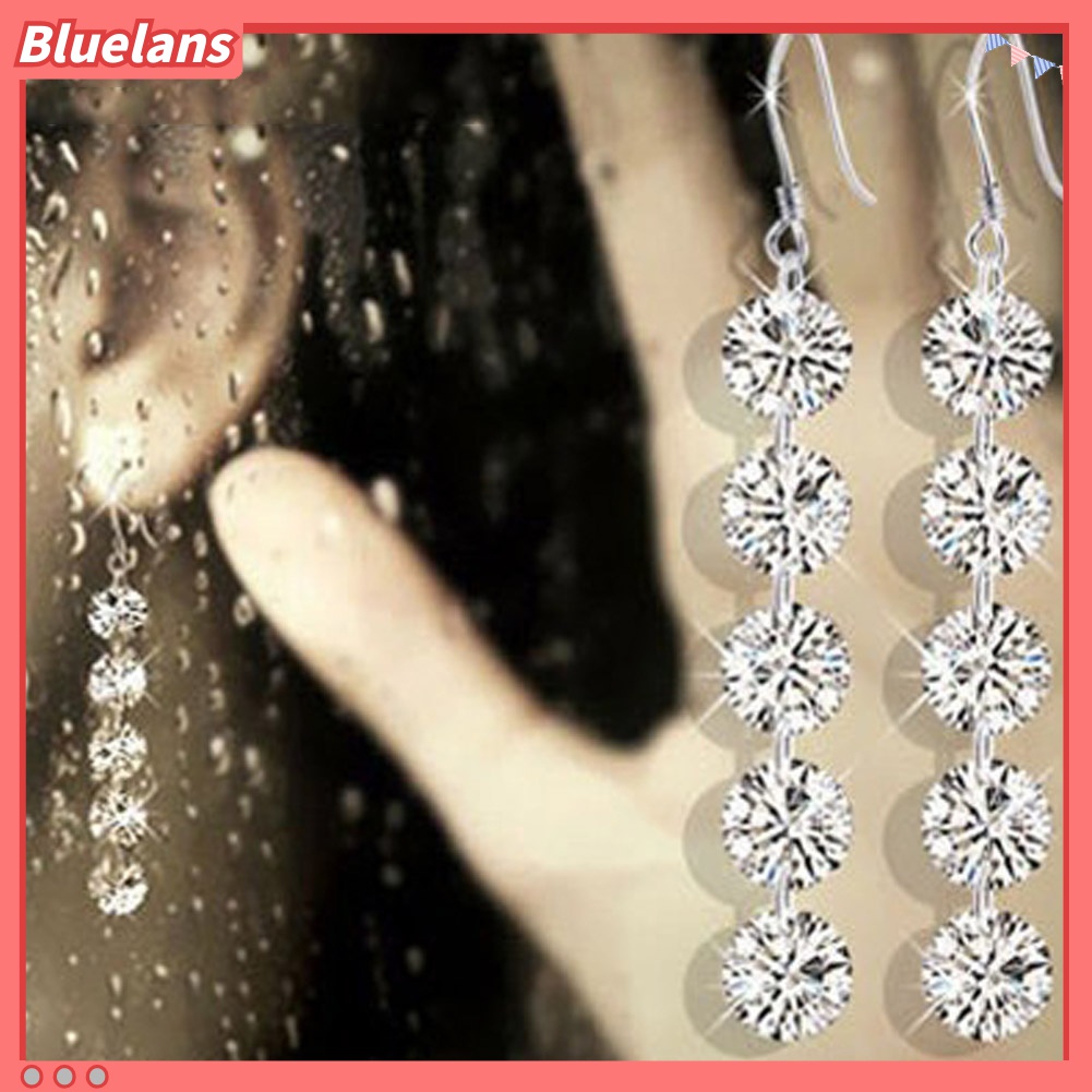 Đôi Khuyên Tai Dài Đính Đá Thời Trang Cho Nữ