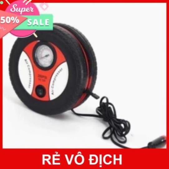 Máy Bơm Lốp Xe Hơi, Xe Máy Có Đồng Hồ - 12v - Dùng Cổng Mồi Thuốc