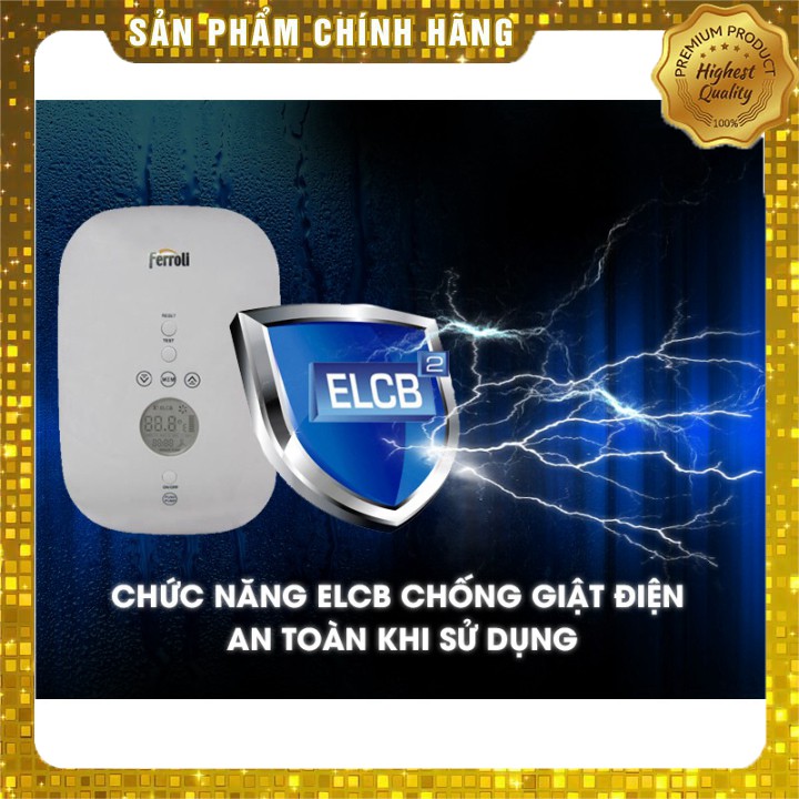 [CHÍNH HÃNG] Máy Nước Nóng Trực Tiếp Có Bơm Ferroli Divo SDP 4.5S (Điện tử)+Tặng 02 cao su non, 01 kép inox