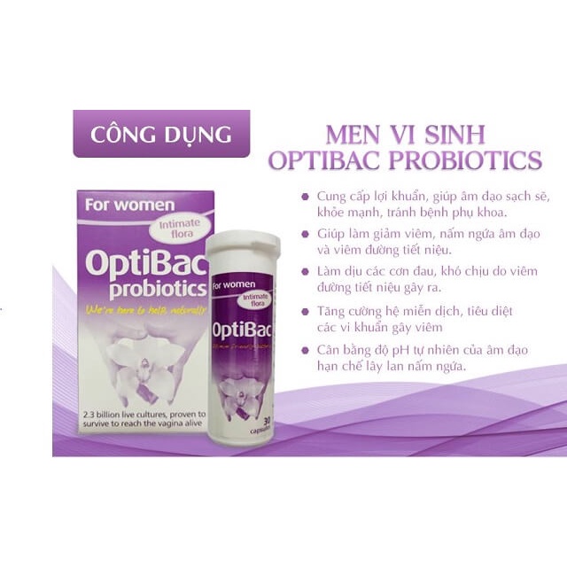 Optibac Tím Optibac Probiotics For Women, UK Anh Quốc (30v) Cho Phụ Nữ Và Mẹ Bầu