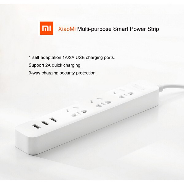 Ổ Cắm Xiaomi Power Strip Có 3 Cổng Usb Chính Hãng - Bh 1 Năm | Xiaomi Power Strip B01 3 Ổ 3 Usb  - chuyensiphukien1