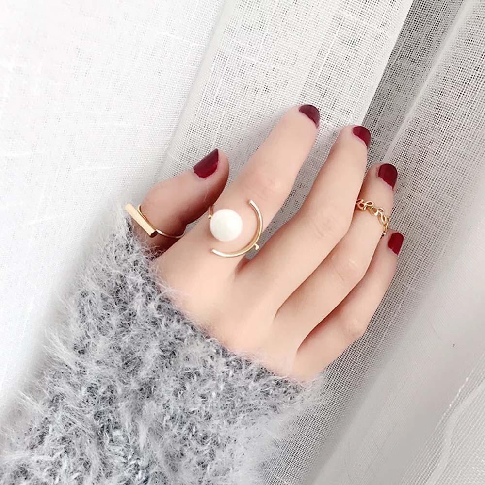 Bộ 3 Nhẫn Kiểu Hình Học Phong Cách Hàn Quốc Thời Trang Cho Nữ