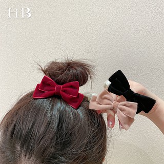 B370 - Dây buộc tóc nơ nhung  hạt châu