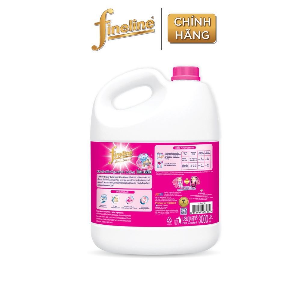 Nước Giặt Fineline Đậm Đặc Pro-Clean (Hồng) Can 3000 ml.