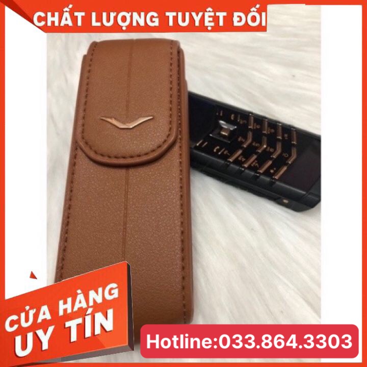 Bao Da Nắp Gấp Vertu Singnature S nâu trơn -Bao giá toàn quốc